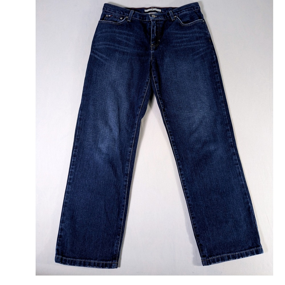 Tommy Hilfiger Boyfriend Jeans Womens 10 Dark Wash Blue Straight Leg 100% Cotton